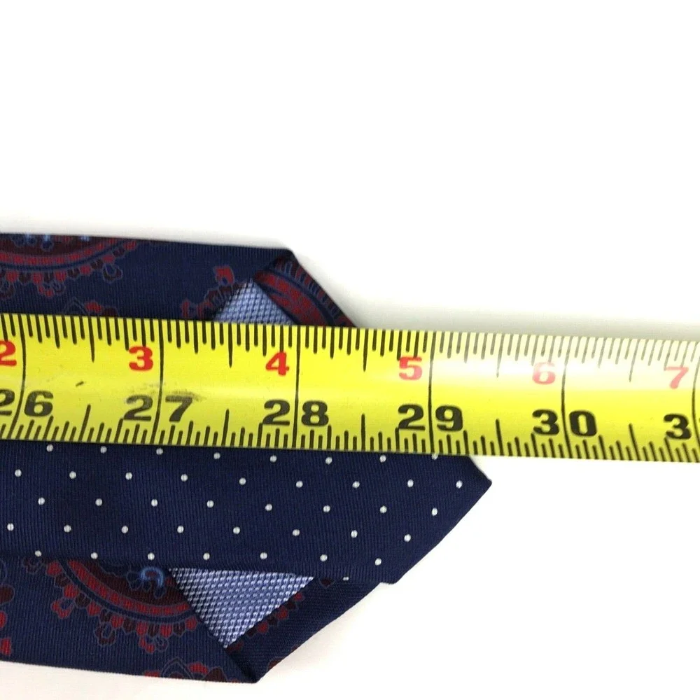 Tommy Hilfiger Men's 100% Silk Navy Blue Red Paisley Elegant Necktie 3.25